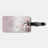 Modern rosa weißes, florales Gepäckstück Gepäckanhänger (Rückseite horizontal)