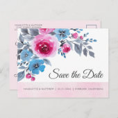 Modern rosafarbene Blütenfarbe Save the Date Ankündigungspostkarte (Vorne/Hinten)