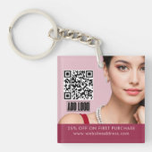 Modern rosafarbene Modeschmuck - QR-Code für Busin Schlüsselanhänger (Vorderseite)