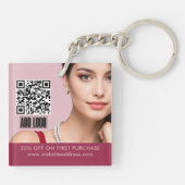 Modern rosafarbene Modeschmuck - QR-Code für Busin Schlüsselanhänger (Rückseite)