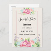 Modern rosafarbener Blumenstrauß Save the Date Einladungspostkarte (Vorne/Hinten)