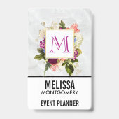 Modern rosafarbenes Blumenmotiv Ausweis (Rückseite)