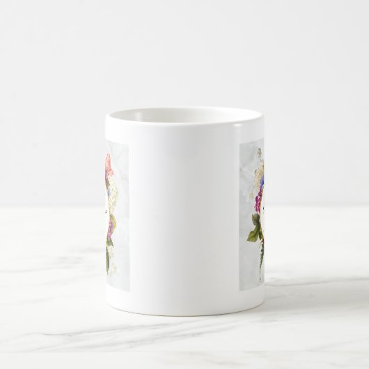 Modern rosafarbenes Blumenmotiv Kaffeetasse (Mittel)