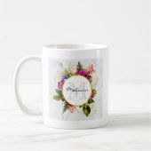 Modern rosafarbenes Blumenmotiv Kaffeetasse (Links)