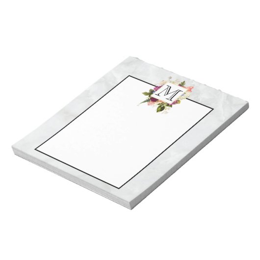 Modern rosafarbenes Blumenmotiv Notizblock (Rotiert)