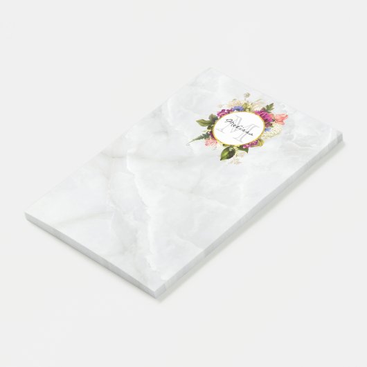 Modern rosafarbenes Blumenmotiv Post-it Klebezettel (angewinkelt)