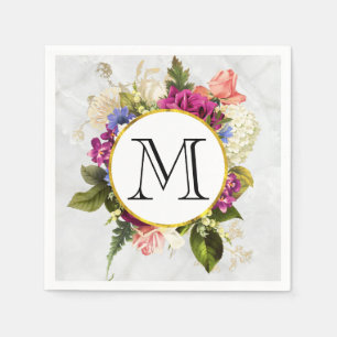 Modern rosafarbenes Blumenmotiv Serviette