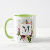 Modern rosafarbenes Blumenmotiv Tasse (Links)