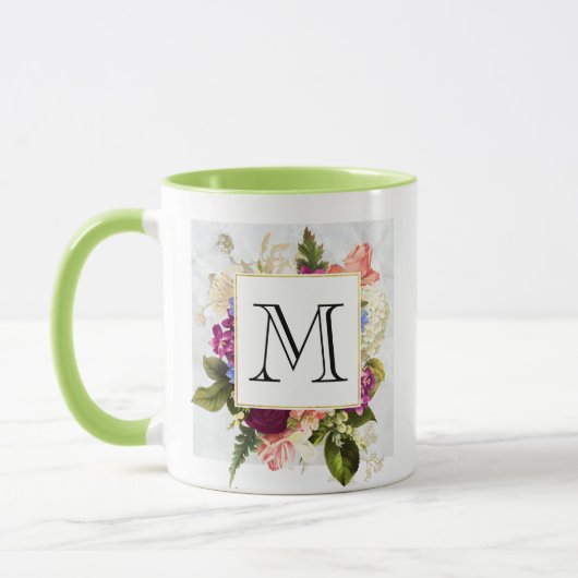 Modern rosafarbenes Blumenmotiv Tasse (Links)