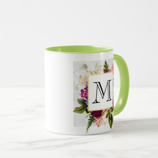 Modern rosafarbenes Blumenmotiv Tasse (VorderseiteRechts)