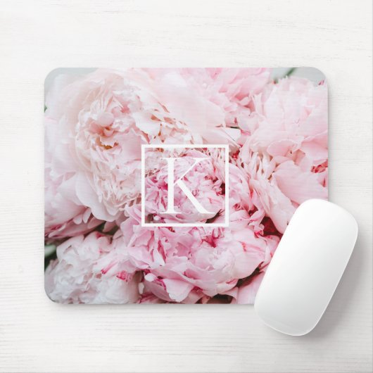 Modern rosafarbenes Monogramm-Mouse-Pad Mousepad (Mit Mouse)
