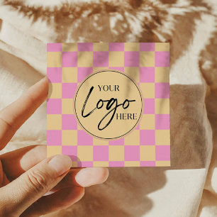 Modern rosafarbenes Orange-Logo für benutzerdefini Quadratische Visitenkarte