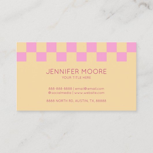 Modern rosafarbenes Orange-Logo für benutzerdefini Visitenkarte (Rückseite)