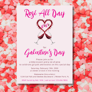 Modern Rosé All Day Galentine's Valentinstag Einladung