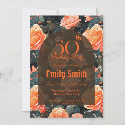 Modern Rose Fantasy Daughter’S Birthday Einladung (Vorderseite)