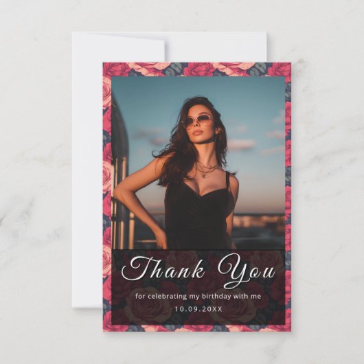 Modern Rose Flower Nature-Inspired Parties Dankeskarte (Vorderseite)