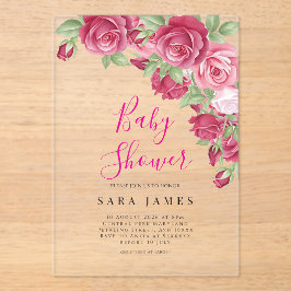 Modern Rose Garden Acrylic Baby Shower Invitation Acryleinladungen