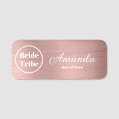Modern Rose Gold Bride Tribe Bachelorette Namensschild (Vorderseite)