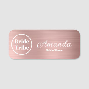 Modern Rose Gold Bride Tribe Bachelorette Namensschild