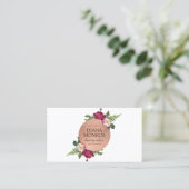 Modern Rose Gold Circle Floral Wreath Logo Visitenkarte (Stehend Vorderseite)