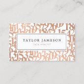 Modern Rose Gold Data Analyst Visitenkarte (Vorderseite)