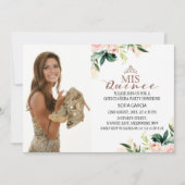 Modern Rose Gold Floral Foto Quinceñera Einladung (Vorderseite)