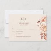 Modern Rose Gold Floral Monogram Wedding RSVP Card Karte (Vorderseite)