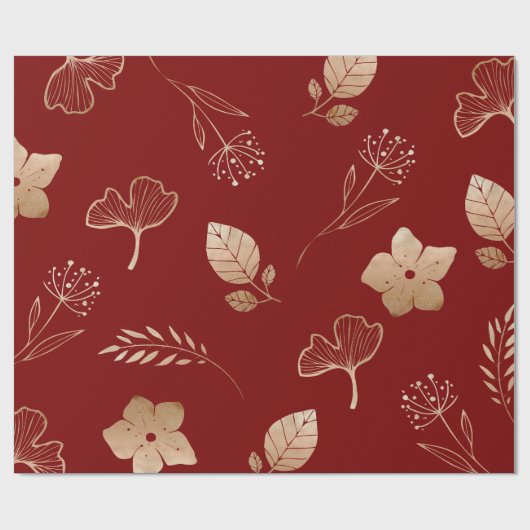 Modern rose gold flowers and leaves geschenkpapier (Flach)