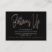 Modern Rose Gold Foil Script Gratis Drink Ticket Begleitkarte (Vorderseite)