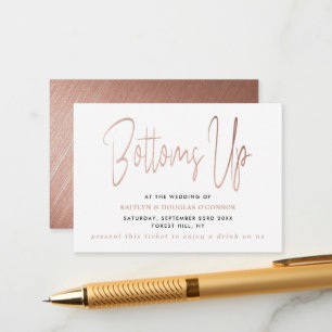 Modern Rose Gold Foil Script Gratis Drink Ticket Begleitkarte