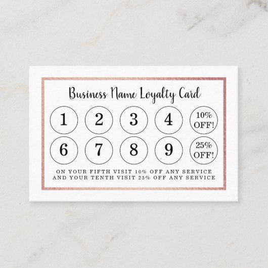 Modern Rose Gold Fox - Loyalty Card Treuekarte (Vorderseite)