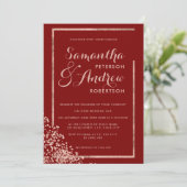 Modern rose gold frame red confetti wedding einladung (Stehend Vorderseite)