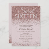Modern Rose Gold Glitzer 16 . Geburtstag Geburtsta Einladung (Vorne/Hinten)
