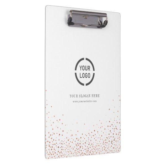 Modern Rose Gold Glitzer Firmenlogo Klemmbrett (Rechts)