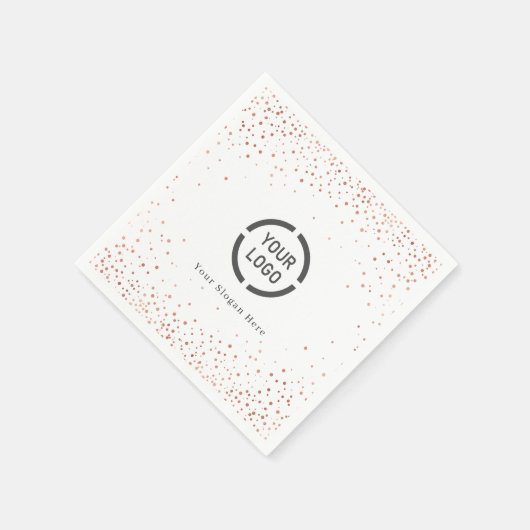 Modern Rose Gold Glitzer Firmenlogo Serviette (Ecke)