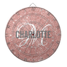 Modern Rose Gold Glitzer Monogramm Dartboard