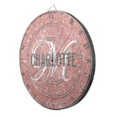 Modern Rose Gold Glitzer Monogramm Dartboard Dartscheibe (Vorderseite rechts)