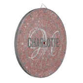 Modern Rose Gold Glitzer Monogramm Dartboard Dartscheibe (Vorderseite Links)