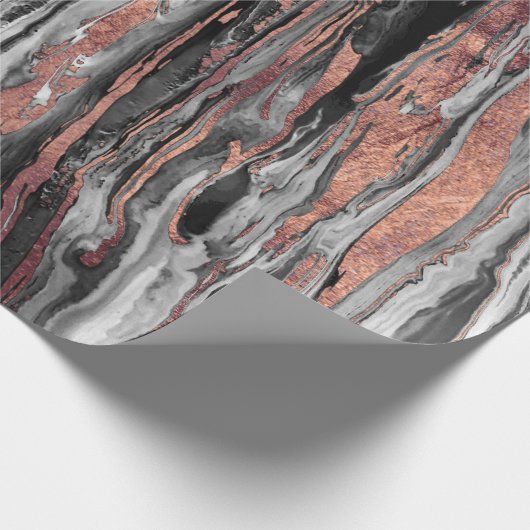 Modern rose gold gold abstract marbleized paint geschenkpapier (Ecke)