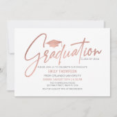 Modern Rose Gold Graduation Invitation Einladung (Vorderseite)