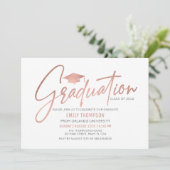 Modern Rose Gold Graduation Invitation Einladung (Stehend Vorderseite)