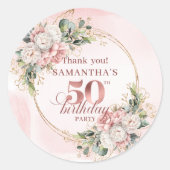 Modern Rose Gold Greenery 50th Birthday Stickers (Vorderseite)
