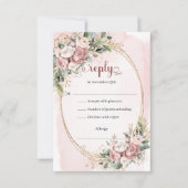 Modern Rose Gold Greenery Wedding RSVP Card (Vorderseite)