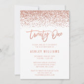 Modern Rose Gold Imitate Glitzer 21. Geburtstag Einladung (Vorderseite)