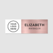 Modern Rose Gold Logo Namensschild (Vorderseite)