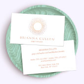 Modern Rose Gold Mandala Circle Logo, White Yoga Visitenkarte