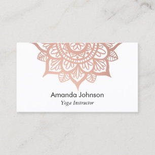Modern Rose Gold Mandala Yoga Instructor Visitenkarte