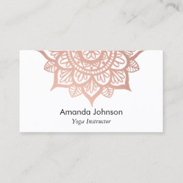 Modern Rose Gold Mandala Yoga Instructor Visitenkarte