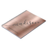 Modern Rose Gold Monogram Script Name Notebook Notizblock (Linke Seite)