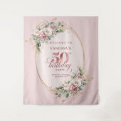 Modern Rose Gold Pastel Pink 50th Birthday Celebra Wandteppich (Vorderseite)